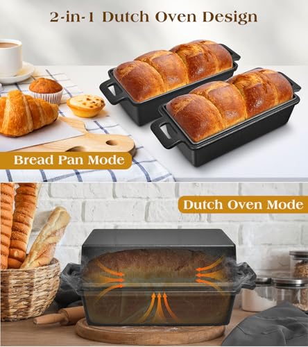 Cast Iron Loaf Pan With Lid, 9×5 in – 2‑in‑1 Heavy‑Duty & Oven‑Safe Loaf Pan for Sourdough & Homemade Bread - Image 3