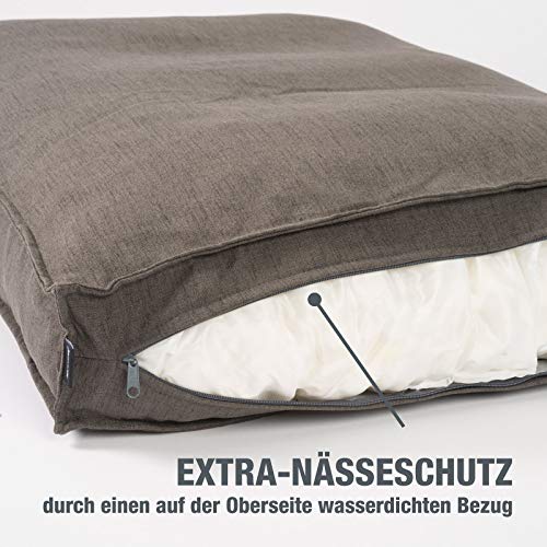 JAMAXX Premium Hundekissen Orthopädisch Memory Foam, Leinen Bezug Waschbar, Nässeschutz Wasserabweisend - Kuschelig Weich, Visco Elastische Kissenfüllung, Hundebett PDB1005 (S) braun-grau 65x50