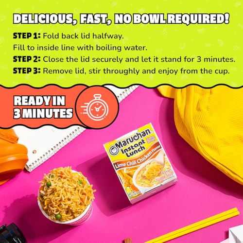 Image of Maruchan Instant Lunch Ramen Noodles, Lime Chili Chicken Flavor - Japanese-Style Instant Noodle Soup, Easy Meal Ready in 3 Minutes - 2.25 Oz. (12 Pack)