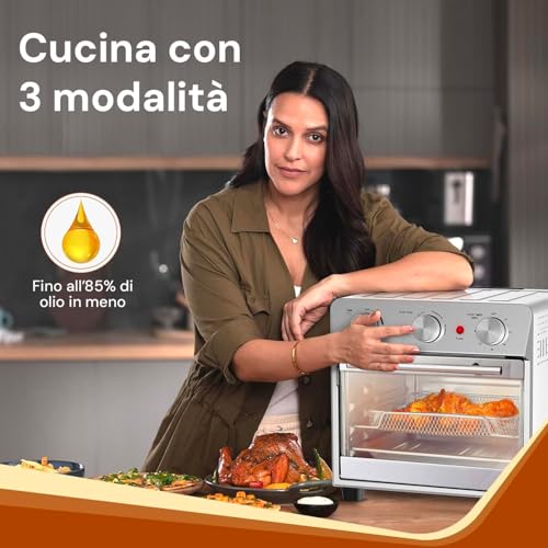 Wintem Forno E Friggitrice Ad Aria 22L Per La Cottura Di Grandi Quantità Di Cibo - Ideale Per Friggere, Cuocere Al Forno, Arrostire E Grigliare - Timer Con Spegnimento Automatico - 1700W - 2