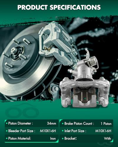 Image of SCITOO 19B3302 Rear Left Disc Brake Caliper Assembly w /Bracket For Hyundai For Elantra 2005-2006,For Hyundai For Tiburon 2004-2008,For Kia For Spectra 2005-2009,For Kia For Spectra5 2005-2009