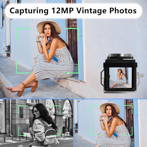 Image of CHUZHAO Vintage Mini Digital Camera, Retro-Style Point and Shoot, 1080P Video & Photo Autofocus, Portable Compact Pocket Camera with 16GB Card for Beginners Teens Adults Black