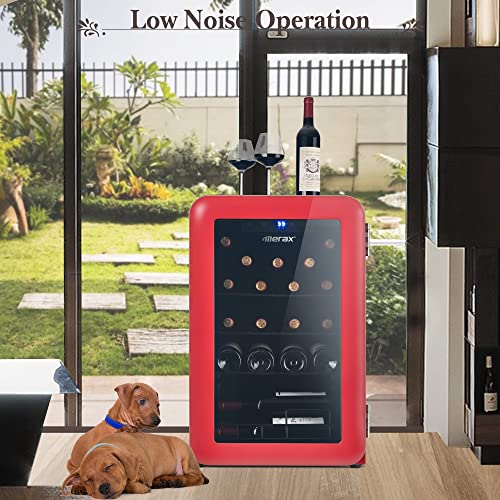 24 Bottle Wine Cooler - Quiet Counter Top Wine Chiller Beverage Refrigerator, Freestanding Wine Refrigerator With Digital Display (Red) #TOP5