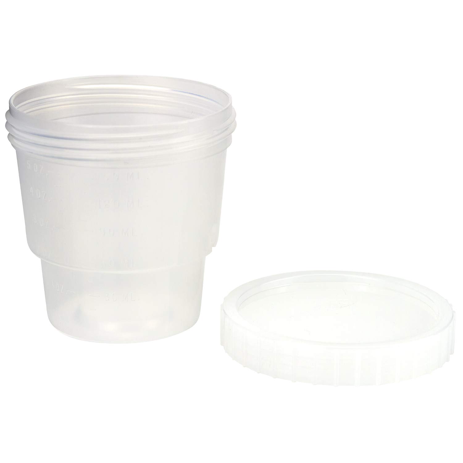 Caplugs Evergreen 240-5625-030 SLSC Series, Threaded Specimen Containers & Screw Caps, Natural Colored Polypropylene Co-Polymer (PPC), Capacity 150 mL / 5 oz, Pack of 100 (99192994)