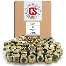 Chenango Supply 3/8-16 Grade 8 Nylon Insert Lock Nuts Nylock Alloy Steel, Yellow Chromate Zinc, High-Strength Vibration-Resistant Hex Nuts, 50 Pieces 3/8-16 Nylock
