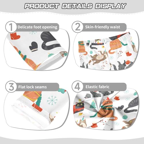 Girls Leggings Pattern with Christmas Cats Toddler Girls Clothes Leggings for Girls Toddler Girls Leggings 3-4T3