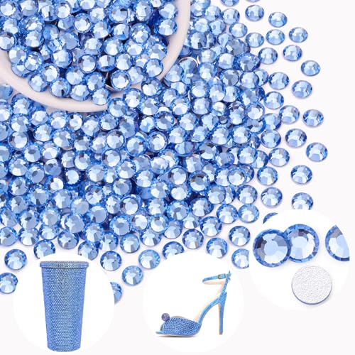Image of 400PCS SS30 /6mm Crystal Glass Rhinestones for Bedazzling (Light Sapphire) | Flatback Rhinestones for Crafting DIY Nail Art Makeup Decoration, Gems Diomand Charms for Tumbler Shoes Clothing Mug