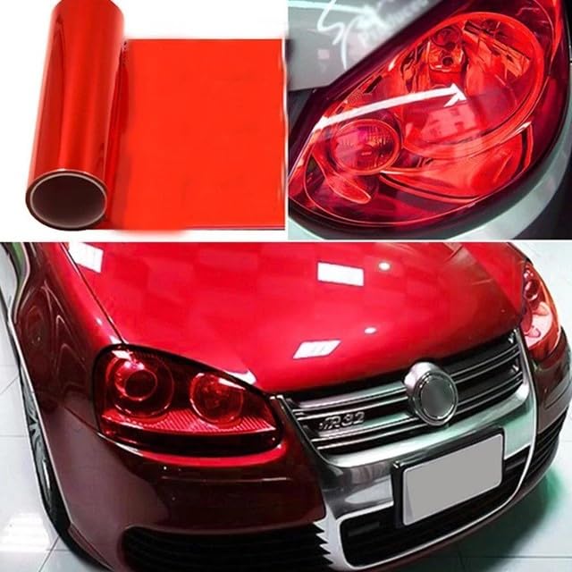 Film Teinté Phare Voiture Rouge 120x30cm - Protection Feux Transparent PVC