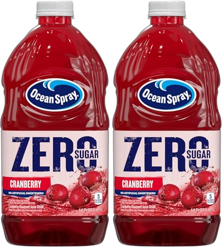 Image of Ocean Spray ZERO Sugar Cranberry Juice Drink, Cranberry Juice Drink Sweetened with Stevia, 64 Fl Oz Bottle (Pack of 2)