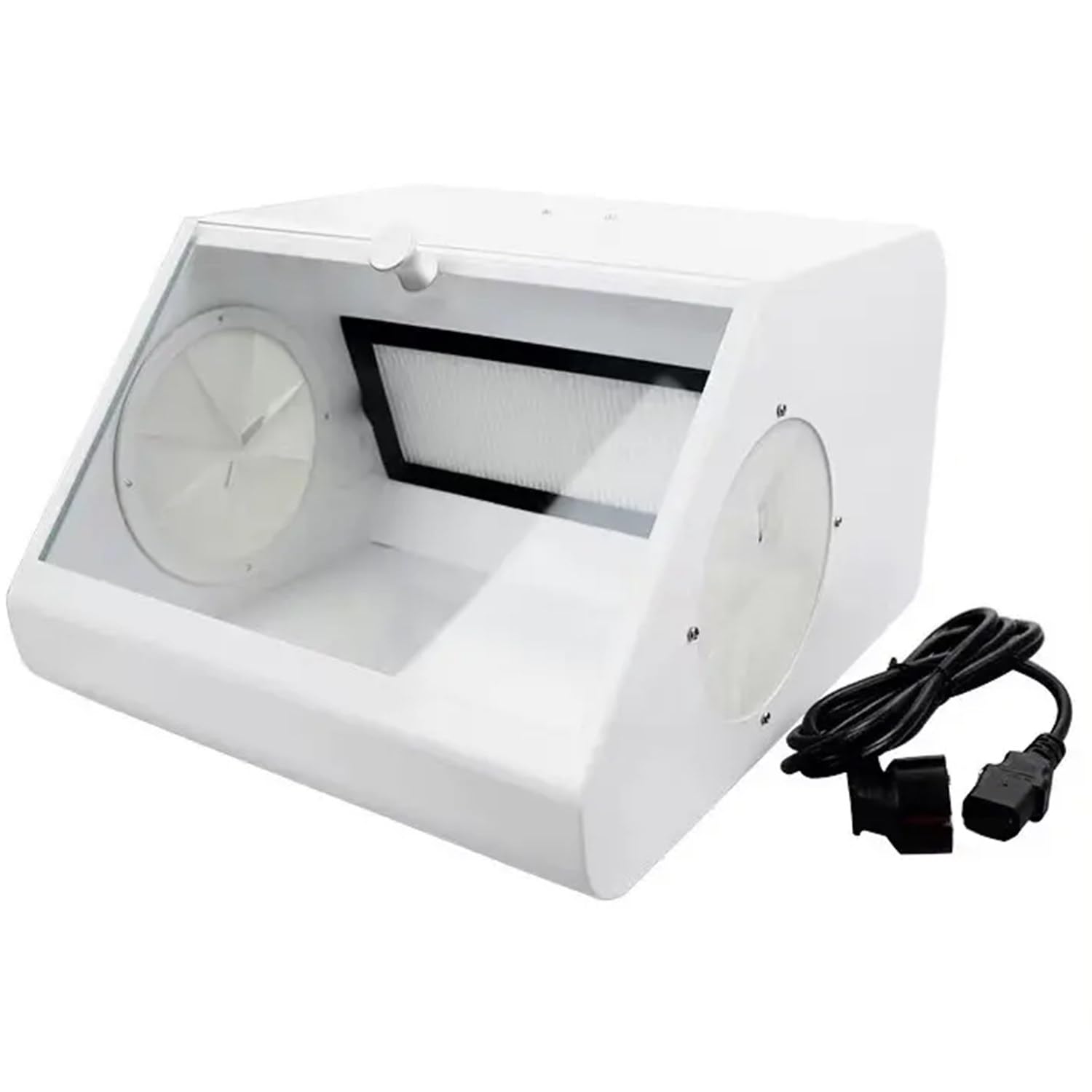 Aspiratore di Polvere per Sabbiatrice da Laboratorio, Custodia Antipolvere per Sabbiatura, Aspiratore di Polvere con 2 Filtri, Lampada a LED, per Sabbiatura, Lappatura, Incisione