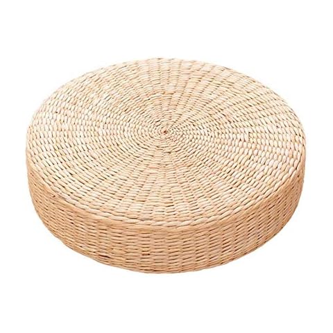 YHNHT Round straw cushion,Japanese Seat Cushion Round Pouf Tatami Chair Pad Yoga Seat Pillow Knitted Floor Mat for Home Decorative Seat,15.7inch Cover