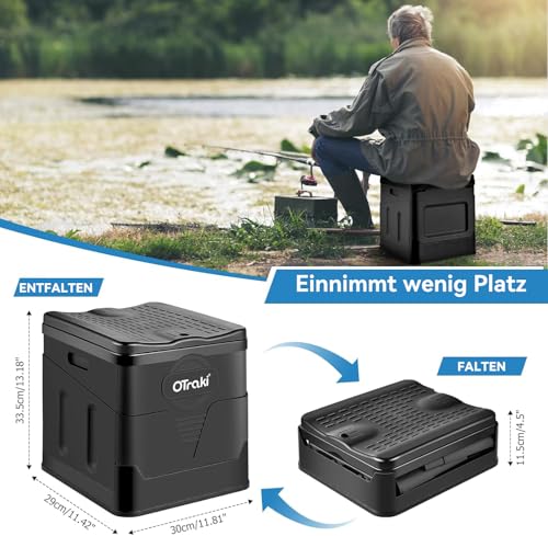 OTraki Campingtoilette Camping Toiletten, Mobile Toilette mit 12 Toilettenbeuteln Camping Klo Stabil Camping WC Kompakt Toilette Porta Potti für Outdoor, Festival, Stau, Zelten, Schwarz