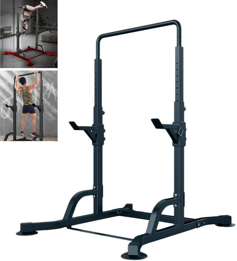 Free-Weight Racks Multifunctional Squat Rack Barbell Rack Indoor Horizontal Bar Pull-up Equipment Bench Press Rack Indoor Fitness Equipment ，Black-130x120x(140