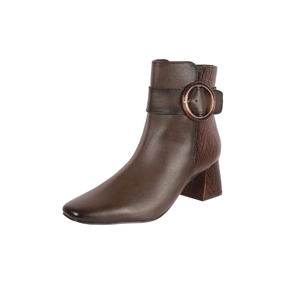 Women Synthetic Ankle-Length Buckle Strap Casual Boots-image-20