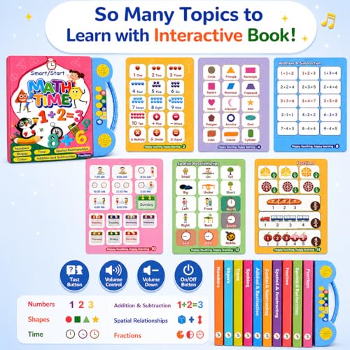 Image of Braintastic Math Time Interactive Sound Book for Kids | Educational Learning Book with Sound Buttons | Numbers, Shapes, Time, Addition & Subtraction Learning Toy for Toddlers & Preschool Children