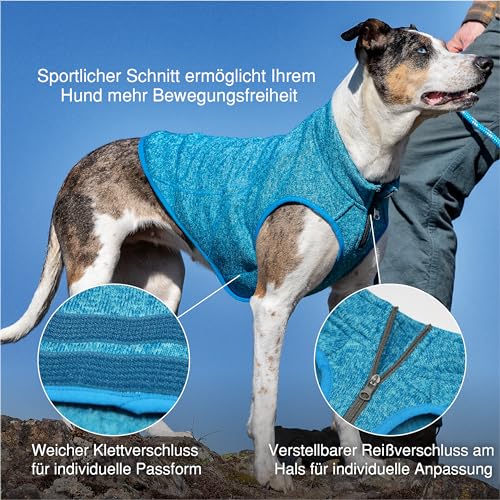 Kurgo Core Hunde-Pullover, Leichtes Fleece, Mit 2-Wege-Reißverschluss, Mit Hundegeschirr kompatibel, Größe XS, Blau