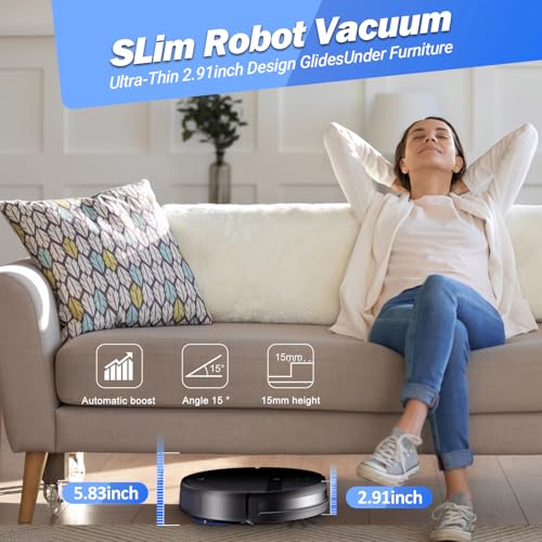 Image of Kilgone Robot Vacuum and Mop Combo, Ultra Slim, Smart 3D Obstacle Avoidance, Tangle-Free Robotic Vacuum Cleaner for Pet Hair, Hard Floor & Carpet, App /Alexa /Google Control