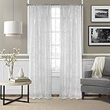 Elrene Home Fashions Montego Burnout Trellis Sheer Window Curtain Panel, 52 in x 84 in (1, White