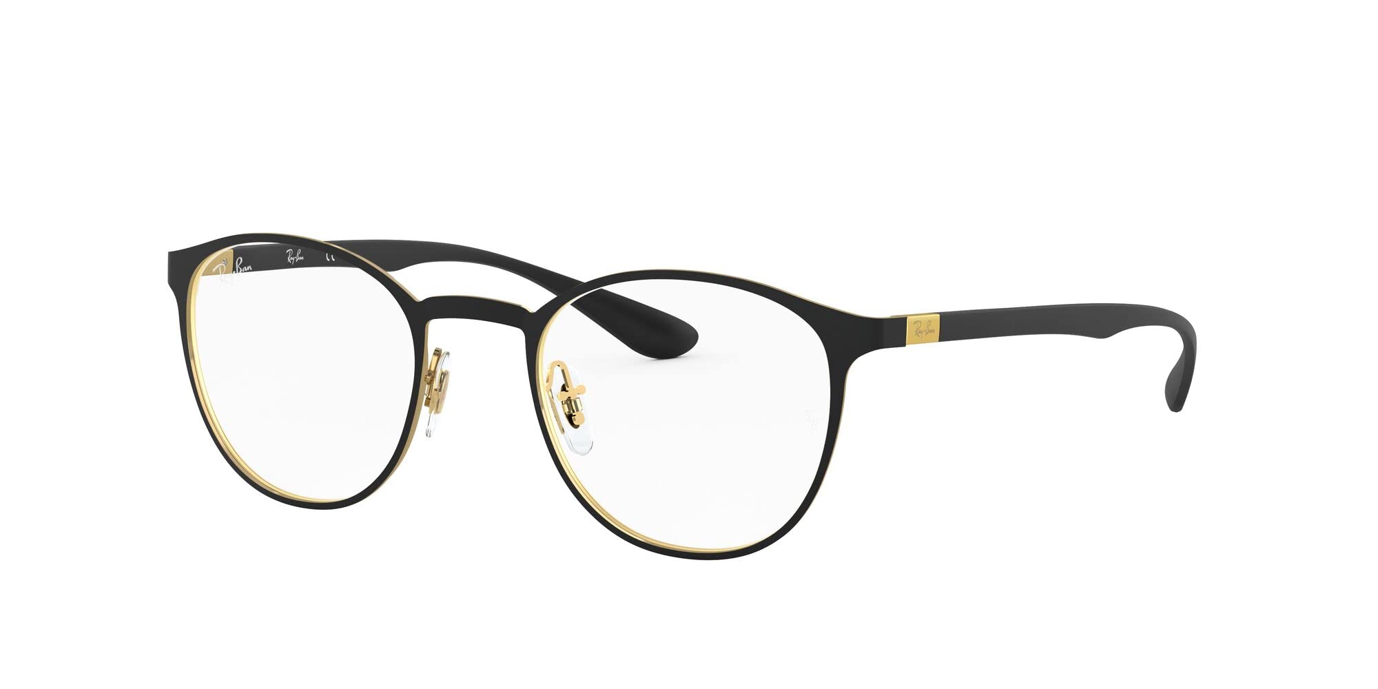 Ray-Ban RX6355 Round Prescription Eyeglass Frames, Matte Black On Arista/Demo Lens, 50 mm