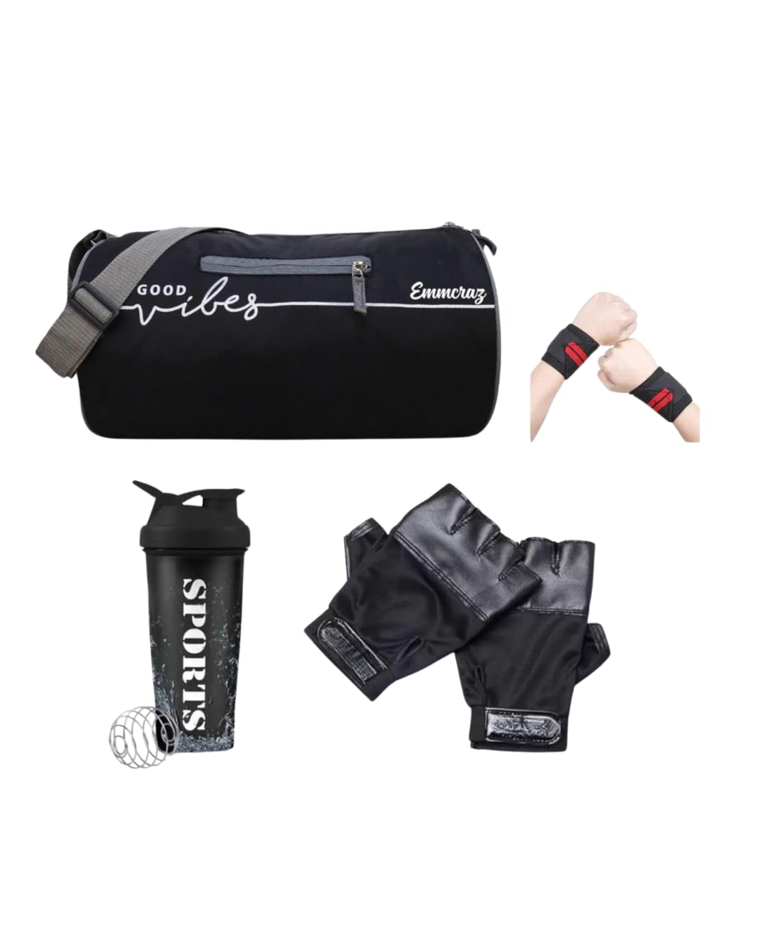emmcraz Waterproof Sports Duffle Bag with Bottle, Wristband & Gym Gloves – Durable, Stylish & Ideal for Workouts (Black)-picture-26