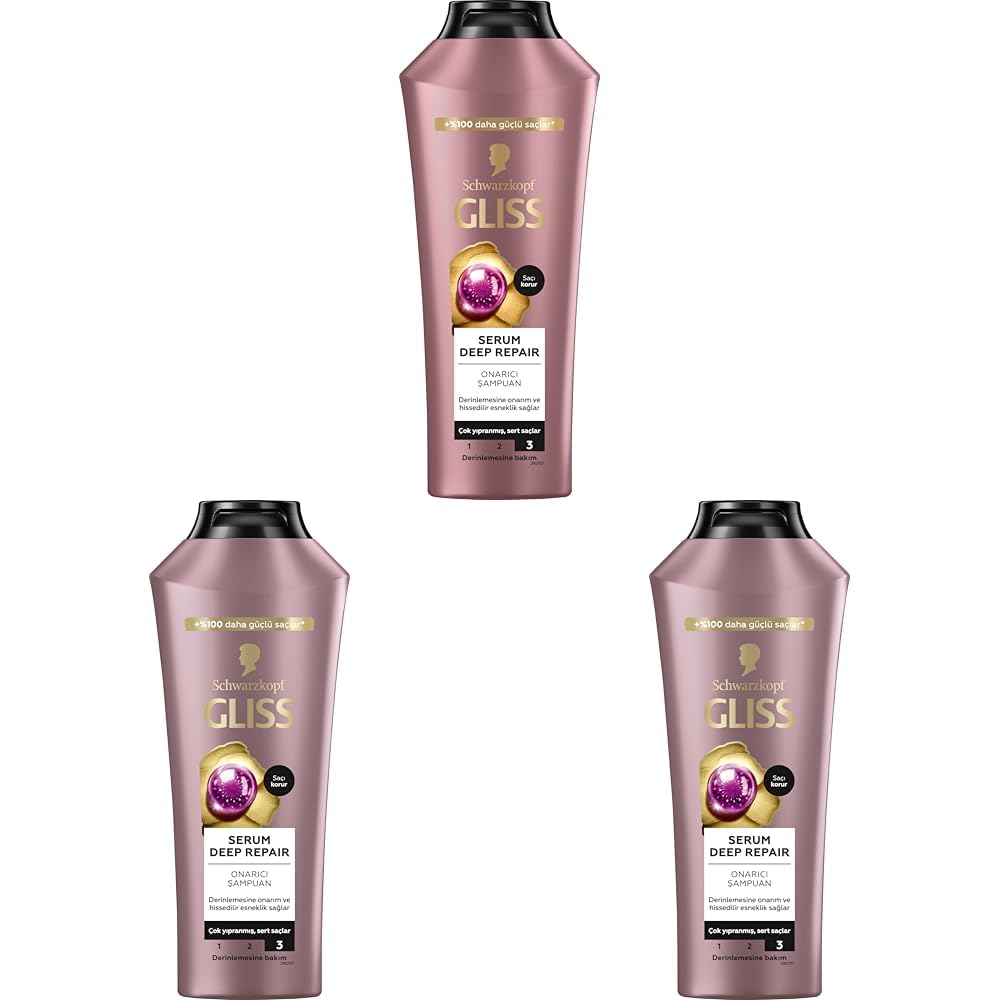 Gliss Serum Deep Repair Biotin Kompleksi ve Şakayık Çiçeği Özlü Şampuan 400ml 3lü paket