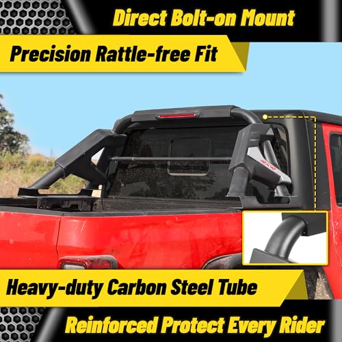 Image of MONOKING Roll Bar with Chase Rack Sport Bar for Mid-Size Truck, Adjustable 56 inch-67 inch Dual Tube with LED Brake Light for Tacoma, Gladiator JT, Frontier, Canyon, Colorado, Ranger