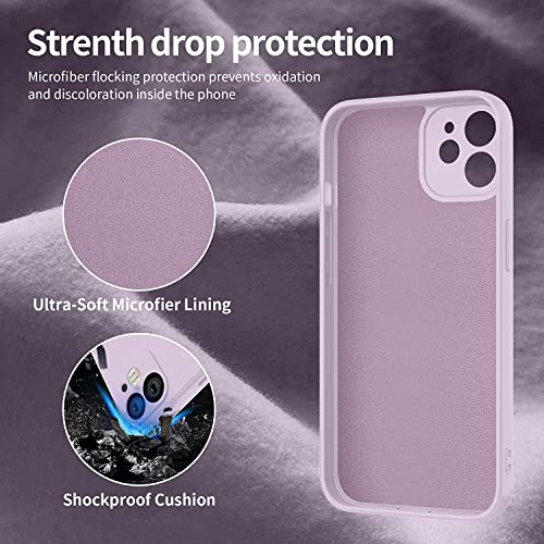 Image of DIZORO Square Candy Liquid Silicone iPhone Case Cover Compatible for iPhone 12, All Cube Series with Microfiber Lining Compatible iPhone 12 (6.1 inch) - Lilac