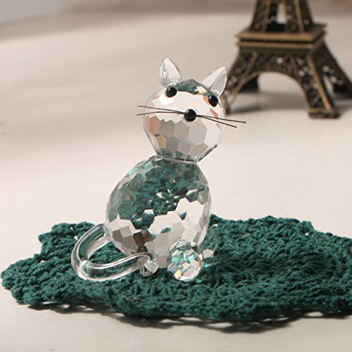 H&D Kristall-Tiere, Sammlerstück, Glas-Katze, Briefbeschwerer, Tischdekoration