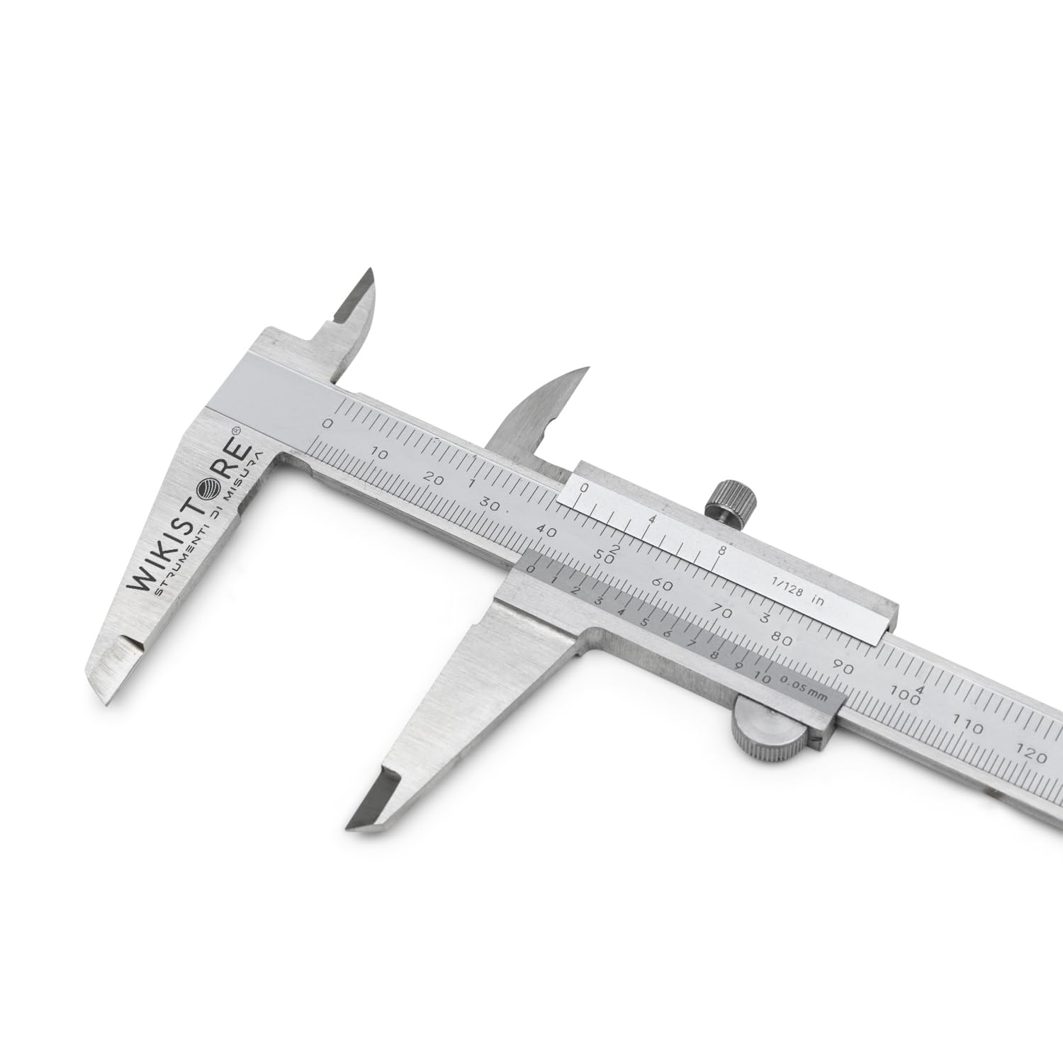PROFESIONAL CALIBRE MONOBLOCK 200 mm, Calibre ventesimal de 20 cm con picos de 50 mm, Cierre de rosca del calibre de acero, Lectura 0,05 MM / 1/128", Herramienta de trabajo precisa