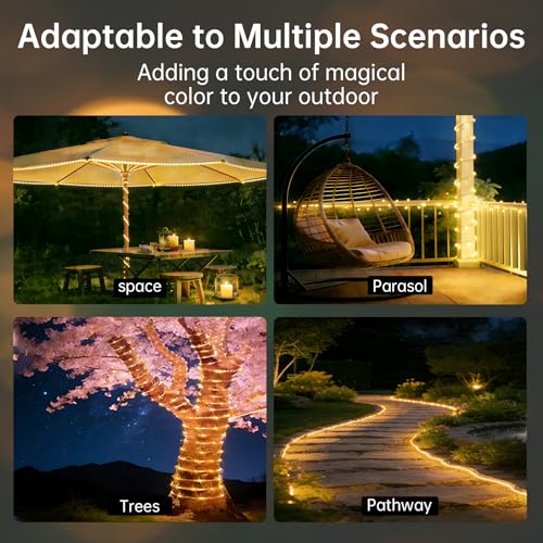 Solar Rope Lights for Outside, 2 Pack 400LED Warm White Solar String Lights by BANBANJO - Used condition - Image 7