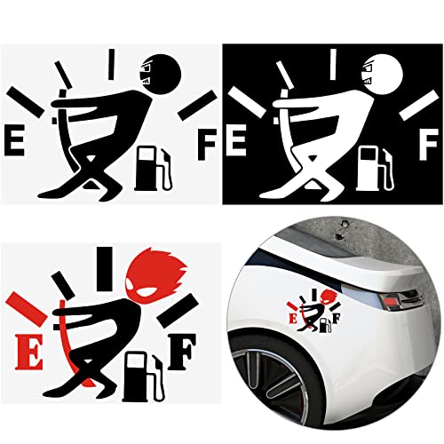 3 Packs Funny Car Stickers High Gas Consumption Decal Car Decals Fuel Gage Empty Stickers Funny Car Stickers Truck Stickers for Women Men Cars Van Trucks Motorcycle, Black, White, Orange