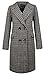 CHARTOU Women's Winter Oversize Lapel Collar Woolen Plaid Double Breasted Long Peacoat Jacket (Medium, Black)