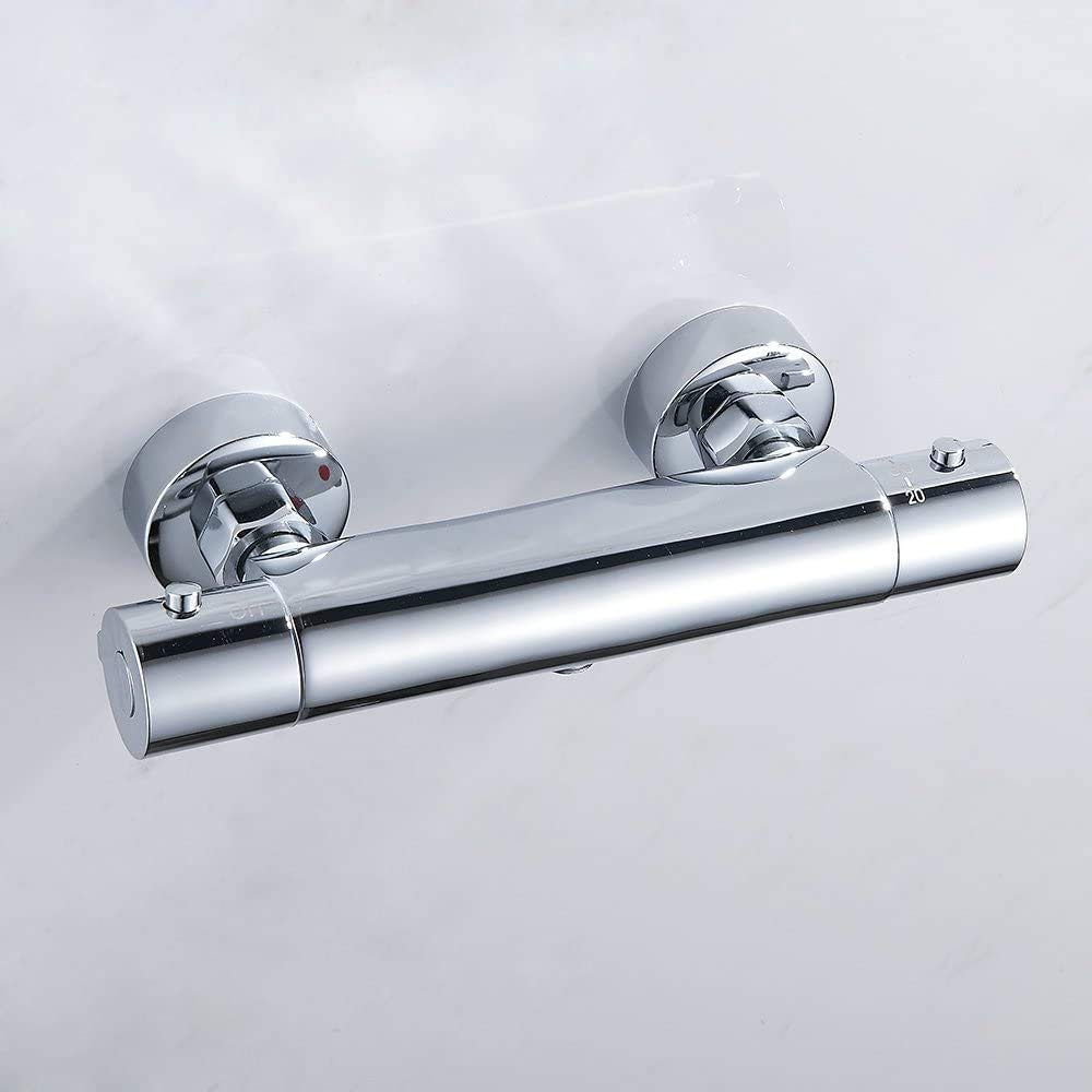 Válvula mezcladora termostática de ducha montada en la pared, control de agua fría y caliente, desviador de ducha de latón expuesto para baño, manguera de 1,27 cm, regulación constante de temperatura