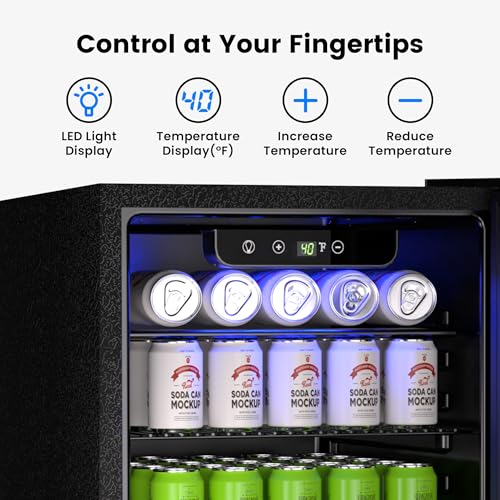 Wine Cooler, 26 Bottle 95 Can Mini Wine Fridge with Clear Glass Door for Beer Soda Water Drink, Small Wine Cellar Beverage Refrigerator for Bedroom Office Home Bar Dorm, 2.6 Cu.Ft - Image 5