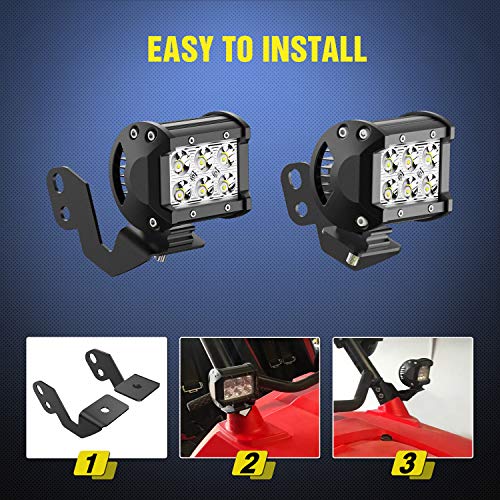 Image of Nilight 2PCS Side Pillar Mounting Brackets LED Metal Mounting Brackets for UTV Off Road 2014-2018 Polaris RZR XP 1000 RZR 900, 2 Years Warranty (90045B) Black