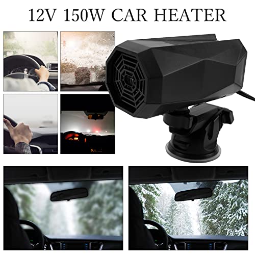 Car-Heater-Wjiang-2-in-1-Portable-Car-Heater-Fan-12V-150W-Defogger-Demister-Fan-Windshield-Defroster-360-Rotation-Automobile-Heater-Warmer-for-Winter-Snow-Removal-Fast-Heating-Defrost-Defogger