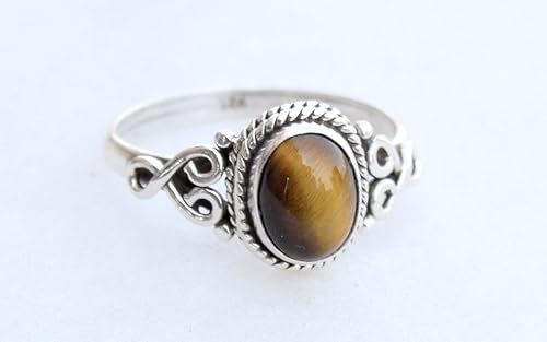Miniatura 5 de Tiger Eye Stone Ring 925 Sterling Silver Statement Ring For Women Handmade Rings Gemstone Christmas Promise Ring Size US 6 Gift For Her
