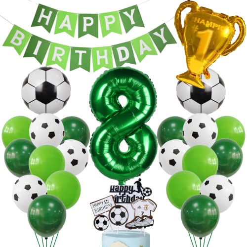 Football Ballon 8e Anniversaire Vert Hélium Ballon 8e Anniversaire Garçon Gâteau Décoration Football Anniversaire Décoration 8 Ans Enfants Fête D'anniversaire Décoration 8e Anniversaire Décoration Foo