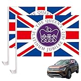 Generic 2 Pcs Königin Elizabeth II Flagge,England Mini Auto Flagge - Großbritannien-Flaggen-Königin-Banner für den Innen- und Außenbereich, 30 x 45 cm