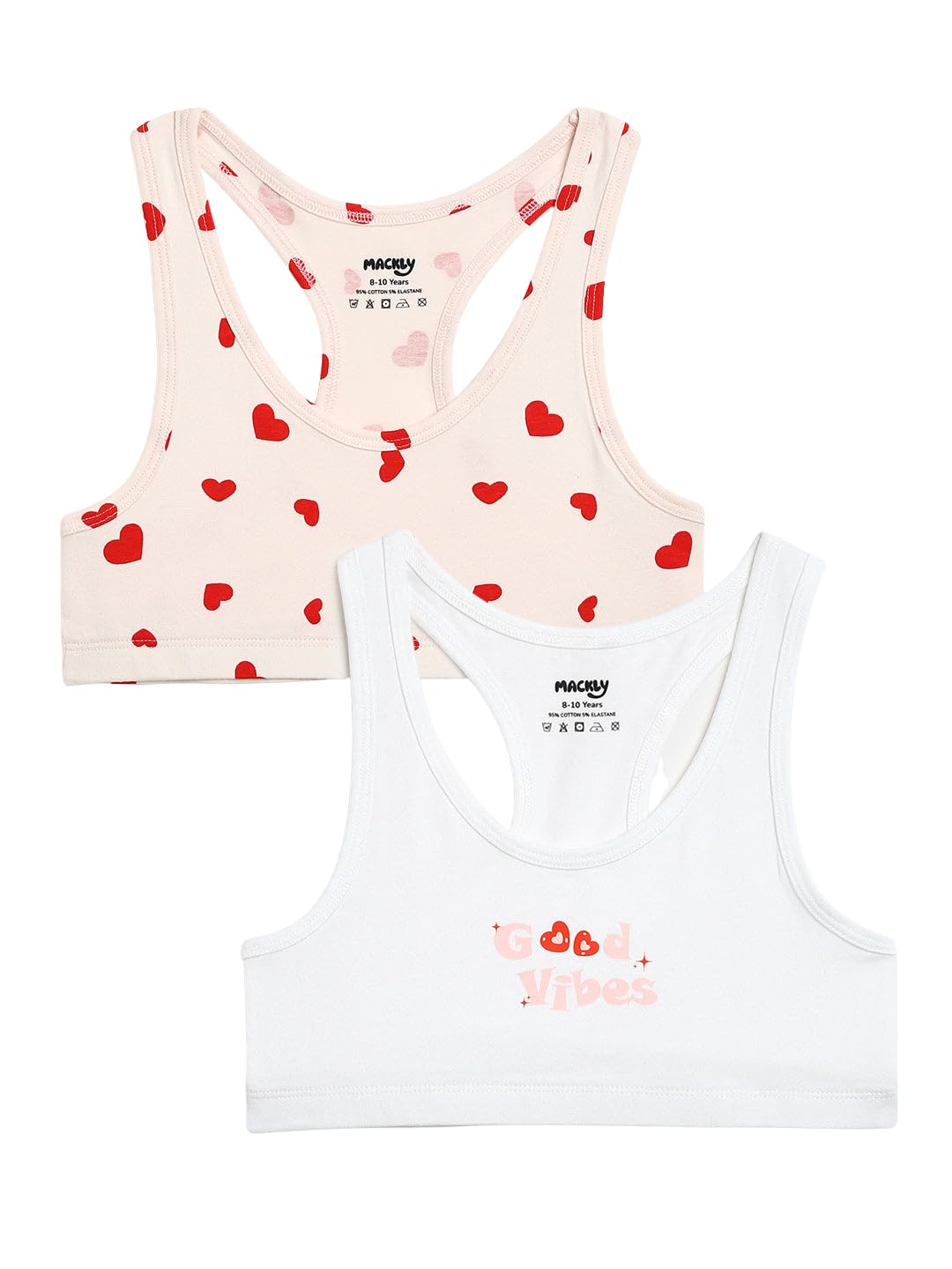 Macleay Girls Racerback Beginners Bra (Pack of 2) | Non-Padded Full Coverage Training Bra | Soft Cotton Seamless Slip-On | Firm support and no-slip straps | game Macleay Girls Racerback Beginners Bra (Pack of 2) | Non-Padded Full Coverage Training Bra | Soft Cotton Seamless Slip-On | Firm support and no-slip straps | game