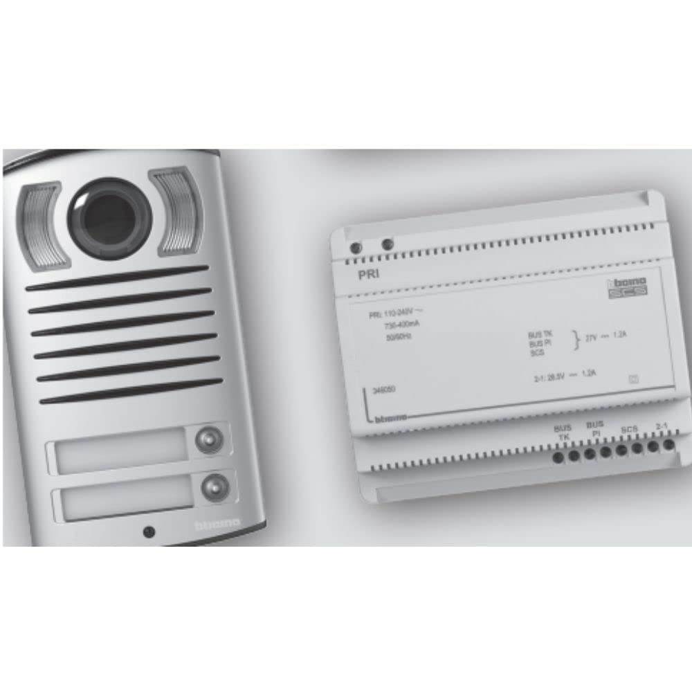 Generico Kit Videocitofono Vivavoce Bifamiliare IP54 Cavo Citofonico 2 Fili 25 Metri Faro Led 20 Watt Bianco Illuminare Ingresso