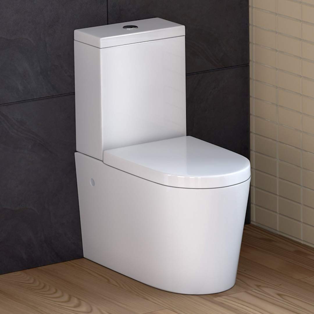 Ibathuk White Modern Space Saving Ceramic Toilet Close Coupled Pan & Cistern Bathroom Set Ct21