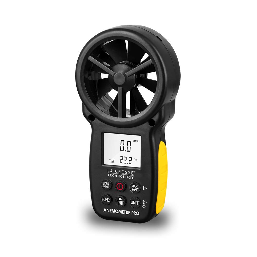 La Crosse Technology - WS9501 Anémomètre à main digital et connexion informatique - Noir/Jaune
