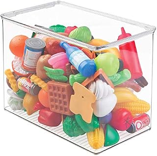 mDesign Stackable Closet Plastic Storage Bin Box with Lid - Container for Organizing