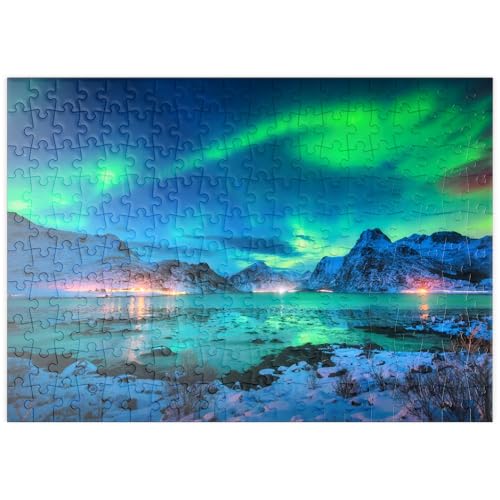 MyPuzzle Nordlichter (Aurora Borealis) auf den Lofoten-Inseln, Norwegen - Premium 200 Teile Puzzle - MyPuzzle Sonderkollektion von Puzzle Galaxy