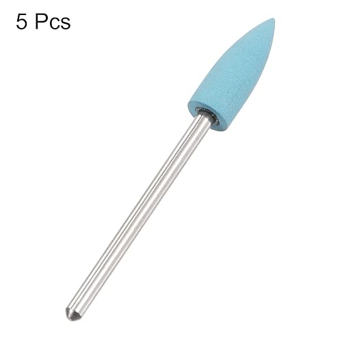 Miniatura 4 de uxcell 5 piezas de goma de silicona muelas de pulido 600 granos 0.236 in diámetro cabeza de pulido puntiaguda para herramienta rotativa eléctrica