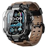究極の頑丈なケース Apple Watch 49mm用 バンド付き Apple Watch Ultra 3/2/1に対応 ミリタリーグレード 耐衝撃 衝撃吸収カバー iWatch タクティカルバンド メンズ (49mm コーヒーブラウン)