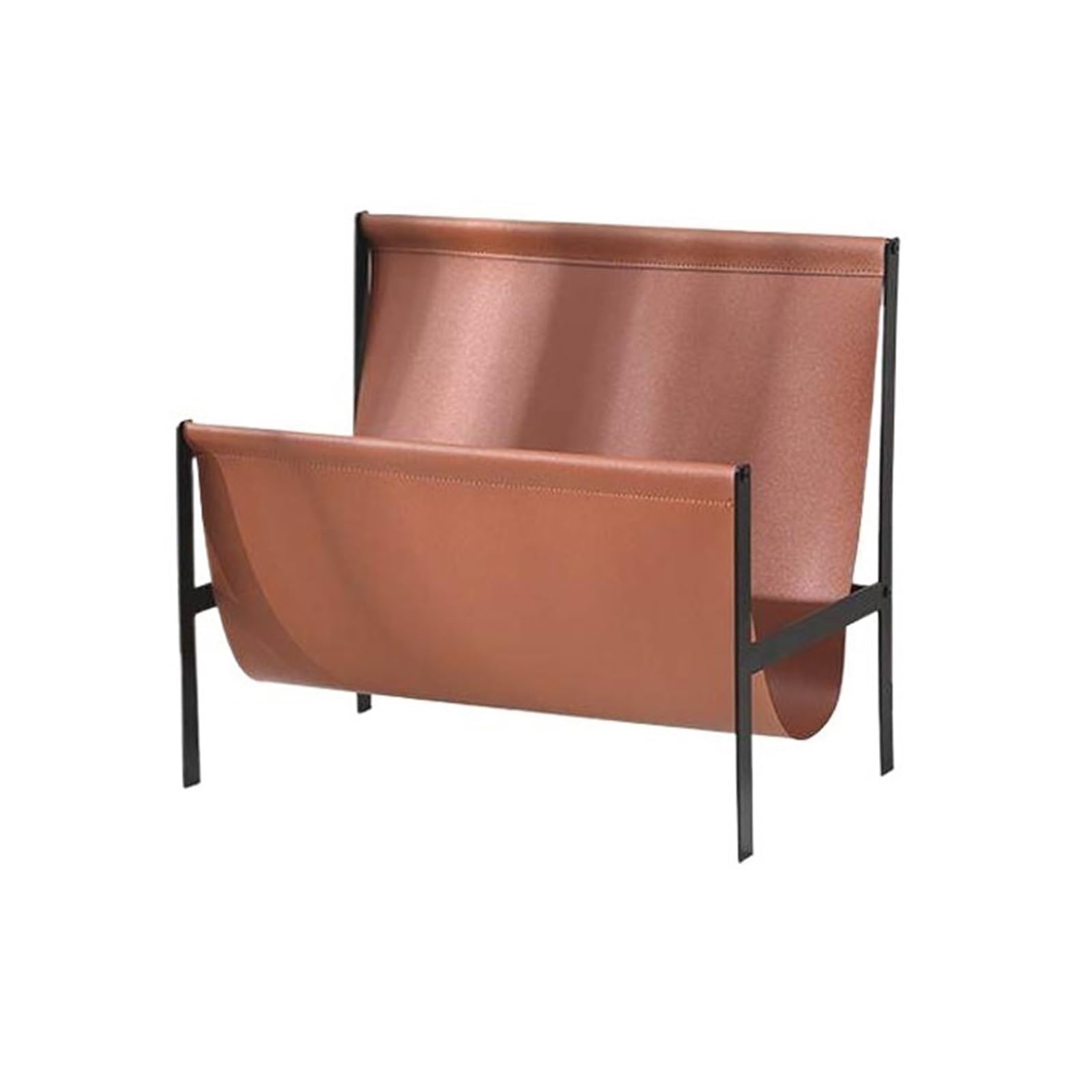 XUJUAN-0227 Bookshelf Vintage Minimalism Leather Floor Small Bookshelf Multifunctional Magazine Rack Newspaper Stand(Bruin)