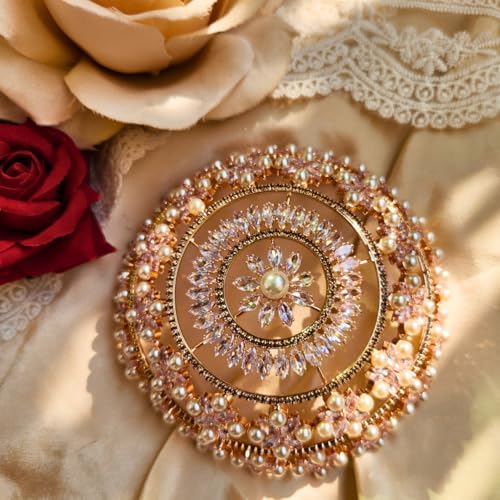 Image of Hair Bun Cage Accessory for Women | Handcrafted Brass Juda Cover with Stick | Anti-Tarnish Traditional Hair Accessory for Wedding & Festive (Sitara Hair Bun (Rose Gold))