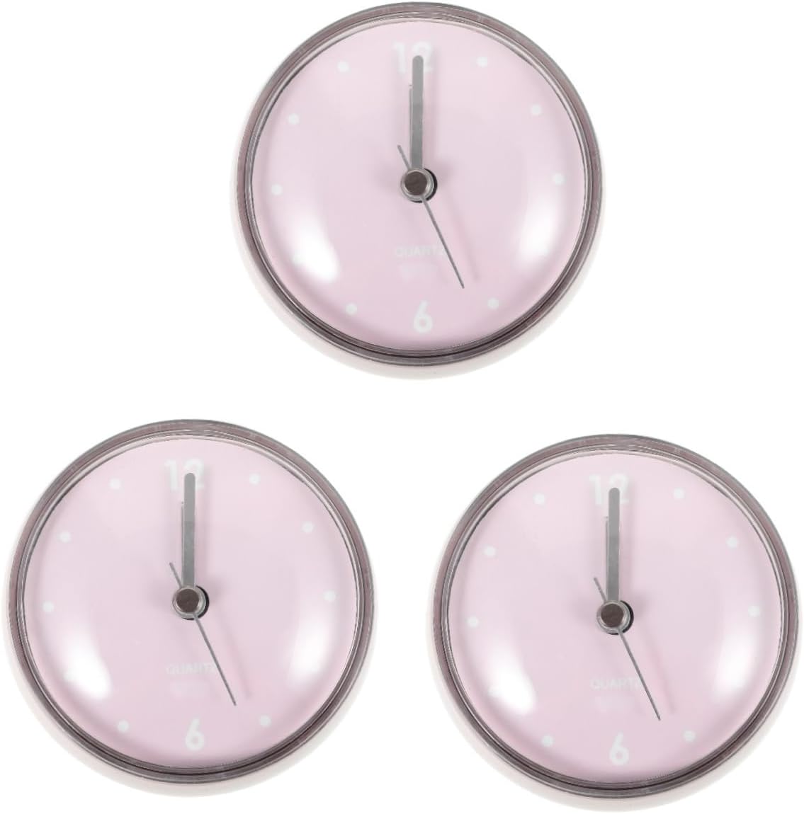 3pcs Wall Clock for Bathroom Battery Operated Small Vintage Style Suction Cup
